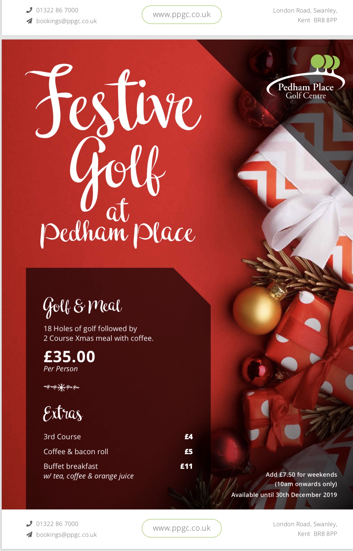 Events and Offers - Pedham Place Golf Club